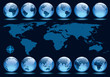 Globes showing earth rotation in every two hours period