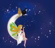fata con gatti su luna fata con gatti su luna