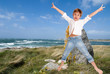Happy kid in wild coast Happy kid in wild coast