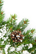 Christmas framework with snow and cones