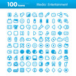 100 Strocked Icons - Multimedia and Entertainment Set