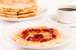 Waffle with jam and coffee