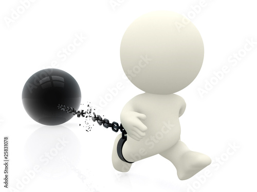 Illustration: 3D Prisoner breaking chains 3D Prisoner breaking chains