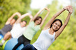 Pilates class outdoors