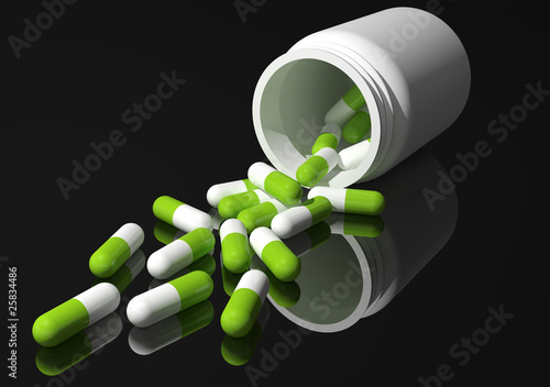 Illustration: green capsules black background green capsules black background