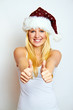 erfolgreiche glückliche frau an weihnachten
