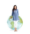 World tour - Pretty young woman planning for a holiday
