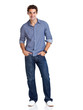 Images : Stylish young guy posing confidently over white