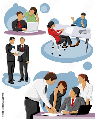 Vector: group of business people in office group of business people in office