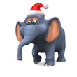 3d Elephant Santa poartă pălărie