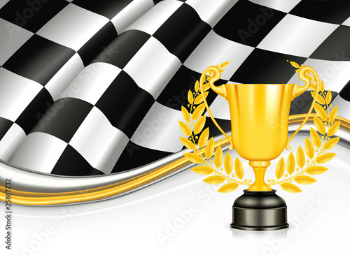 Vector: Checkered Background with a Trophy Checkered Background with a Trophy