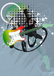 Grunge guitar background , vector
