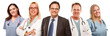 Businessman with Doctors and Nurses Behind