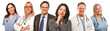 Hispanic Woman and Man with Doctors or Nurses Behind