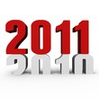 New Year 2011 pushing 2010 down - a 3d image