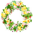 Vector summer floral wreath with daffodils