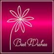 Card with flower with Best wishes on red background