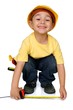 Photo: Construction kid and tape measure Construction kid and tape measure