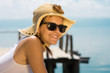 Happy young girl at beach