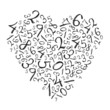Heart shaped simple numbers isolated on white, high detailed. Heart shaped simple numbers isolated on white, high detailed.