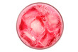 glass of red drink with ice cubes