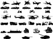 transportation silhouette collection vector