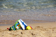 Childrens Beach Toys abandoned on Protaras beach, Cyprus