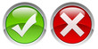 Tick mark and cross buttons