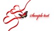 Red ribbon shaped two hearts isolated on white. 3d illustration