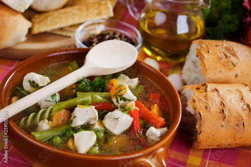 Photo: Chicken and vegetable soup Chicken and vegetable soup