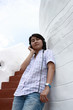 asia woman listening to music on headphones asia woman listening to music on headphones