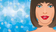 Beautiful woman against blurring lights and sparkles