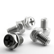 Photo en ligne au meilleur prix grey polished metallic bolts on a white background