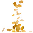 Falling Gold Coins isolated on white background
