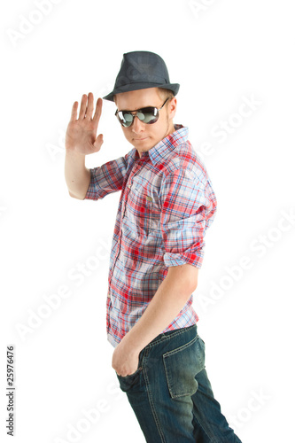 Photo: Guy in a hat and sunglasses Guy in a hat and sunglasses