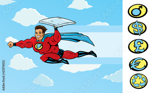 Vector: Super Delivery guy delivering pizza or anything else. Super Delivery guy delivering pizza or anything else.