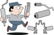 Mechanic with muffler cartoon