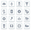 Server vector web icons, white square buttons