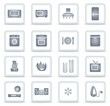 Home appliances vector web icons, white square buttons Home appliances vector web icons, white square buttons