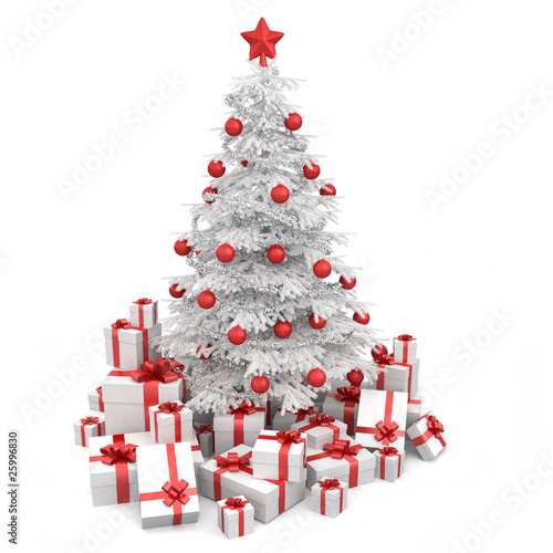 Illustration: white and red isoloated christmas tree white and red isoloated christmas tree