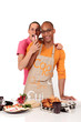 Mixed ethnicity  gay couple kitchen