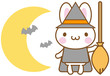 うさぎ　ハロウィン　魔女　魔法使い
