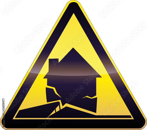 Vector: Yellow Earthquake Warning Symbol Yellow Earthquake Warning Symbol