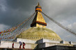 Stupa and people with umbrellas Stupa and people with umbrellas