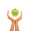 hands with apple