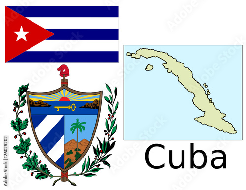 Cuba map and flag