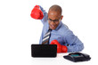 Foto: Attractive young African American businessman, boxing gloves Attractive young African American businessman, boxing gloves