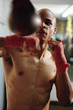 Boxer hitting speed bag