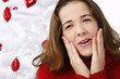 Beautiful young woman next to christmas