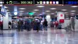People hurrying in the Barajas T1 airport. TimeLapse movie.